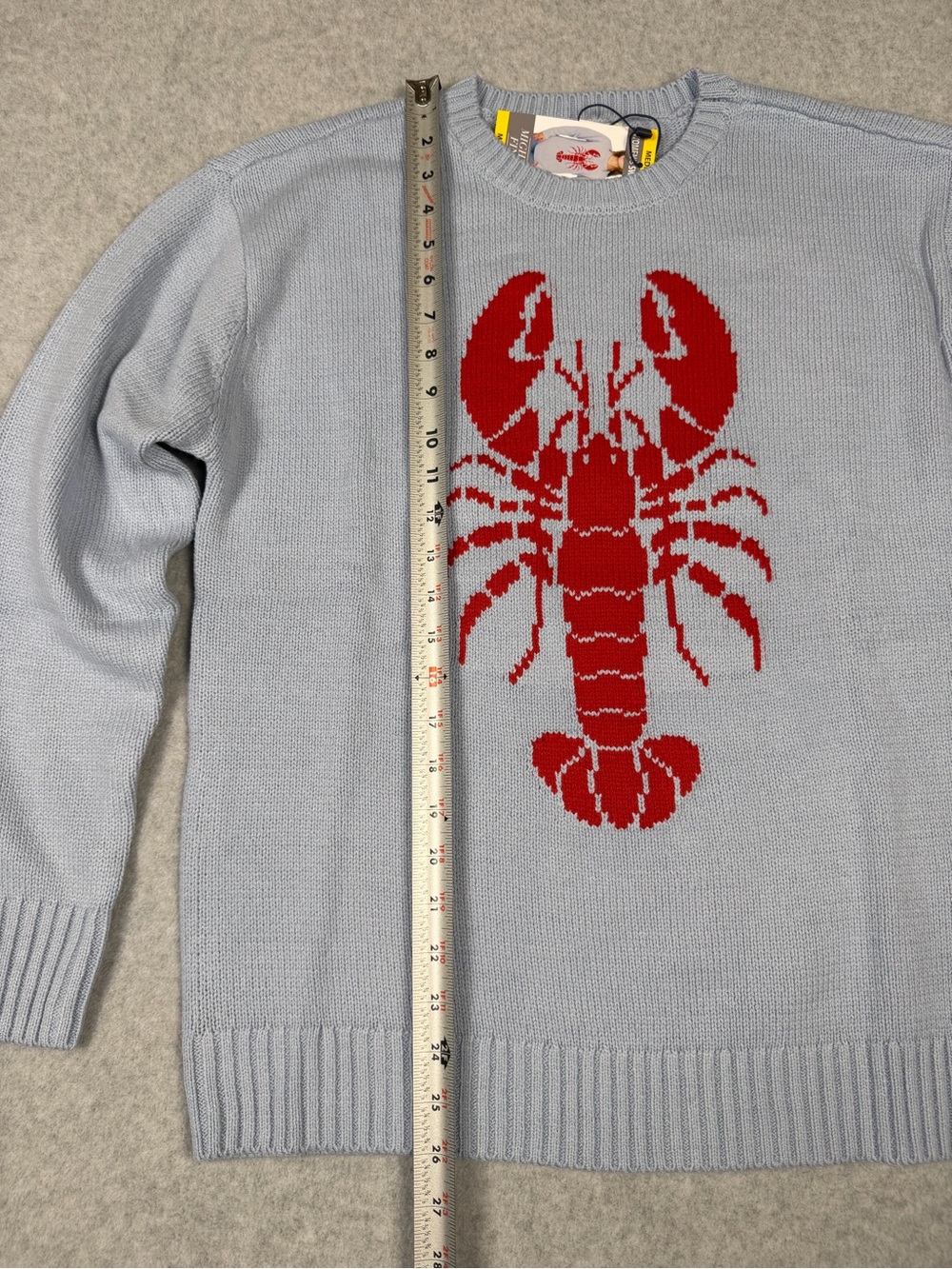 Mighty Fine Light Blue Crewneck Sweater with Red Lobster Graphic - Picture 7 of 8